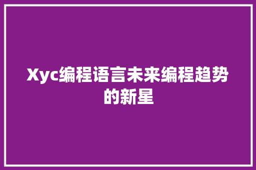 Xyc编程语言未来编程趋势的新星