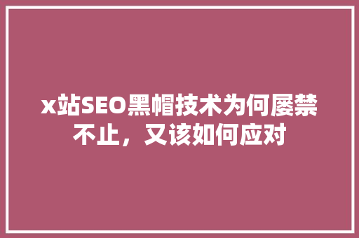 x站SEO黑帽技术为何屡禁不止，又该如何应对