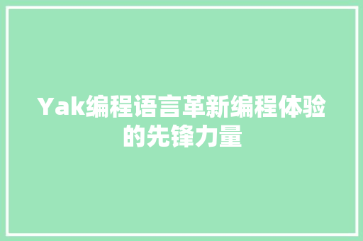 Yak编程语言革新编程体验的先锋力量