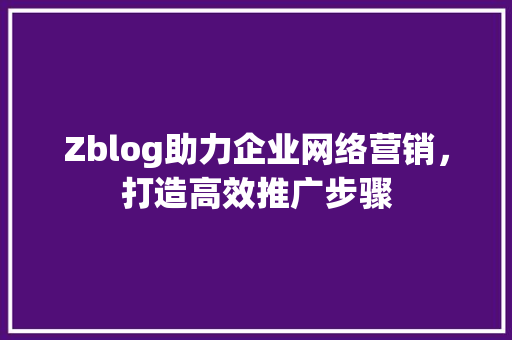 Zblog助力企业网络营销，打造高效推广步骤