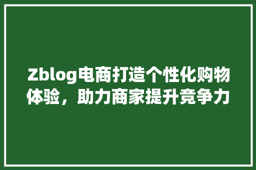 Zblog电商打造个性化购物体验，助力商家提升竞争力