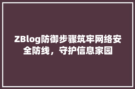 ZBlog防御步骤筑牢网络安全防线，守护信息家园