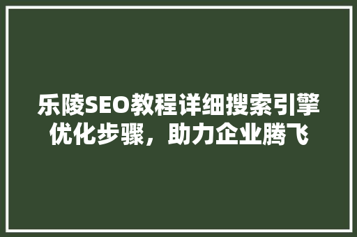 乐陵SEO教程详细搜索引擎优化步骤，助力企业腾飞