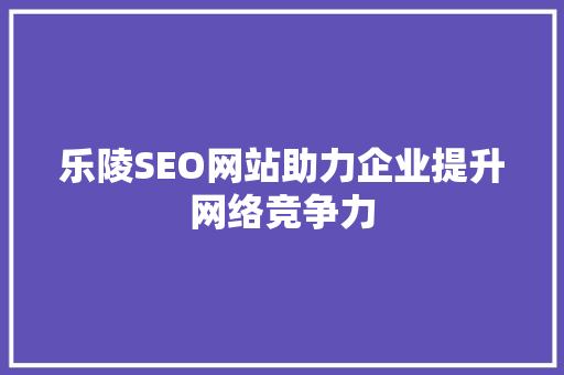 乐陵SEO网站助力企业提升网络竞争力