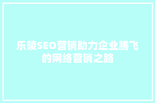 乐陵SEO营销助力企业腾飞的网络营销之路