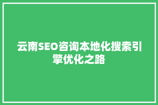 云南SEO咨询本地化搜索引擎优化之路