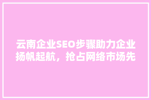 云南企业SEO步骤助力企业扬帆起航，抢占网络市场先机