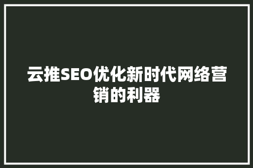 云推SEO优化新时代网络营销的利器