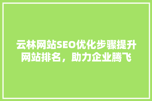 云林网站SEO优化步骤提升网站排名，助力企业腾飞