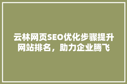 云林网页SEO优化步骤提升网站排名，助力企业腾飞