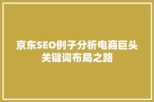 京东SEO例子分析电商巨头关键词布局之路