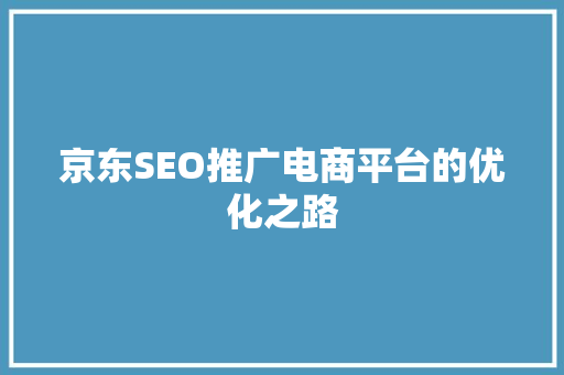 京东SEO推广电商平台的优化之路