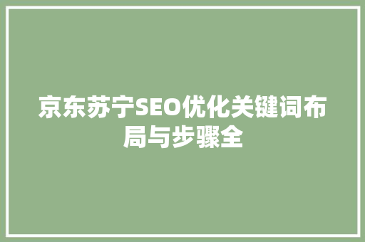 京东苏宁SEO优化关键词布局与步骤全