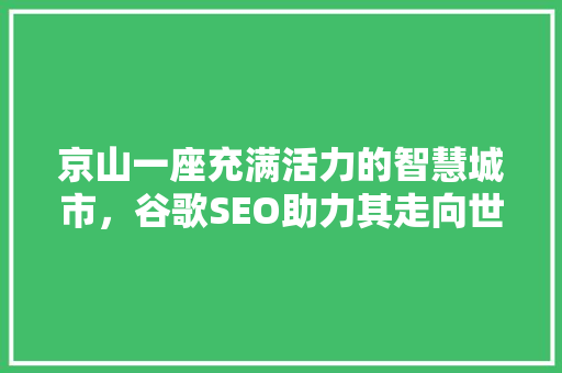 京山一座充满活力的智慧城市，谷歌SEO助力其走向世界舞台