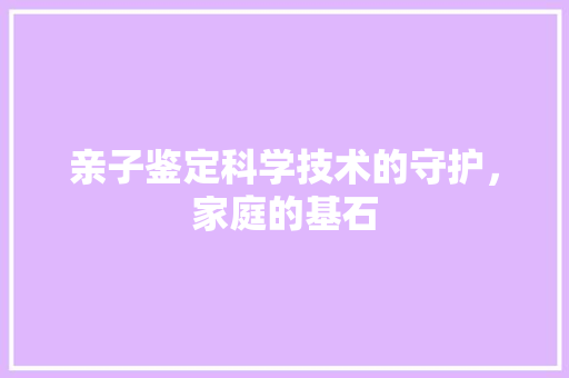 亲子鉴定科学技术的守护，家庭的基石