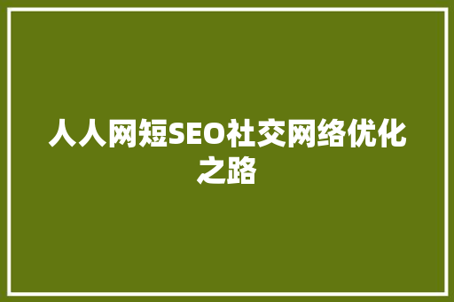 人人网短SEO社交网络优化之路