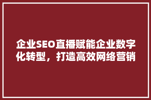 企业SEO直播赋能企业数字化转型，打造高效网络营销新格局