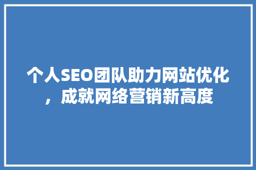 个人SEO团队助力网站优化，成就网络营销新高度