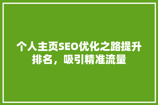 个人主页SEO优化之路提升排名，吸引精准流量