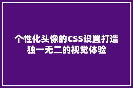 个性化头像的CSS设置打造独一无二的视觉体验