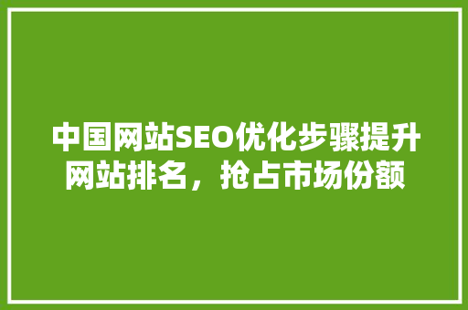 中国网站SEO优化步骤提升网站排名，抢占市场份额