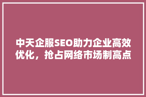 中天企服SEO助力企业高效优化，抢占网络市场制高点