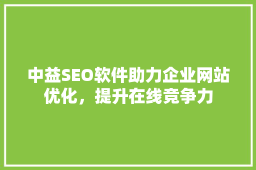 中益SEO软件助力企业网站优化，提升在线竞争力