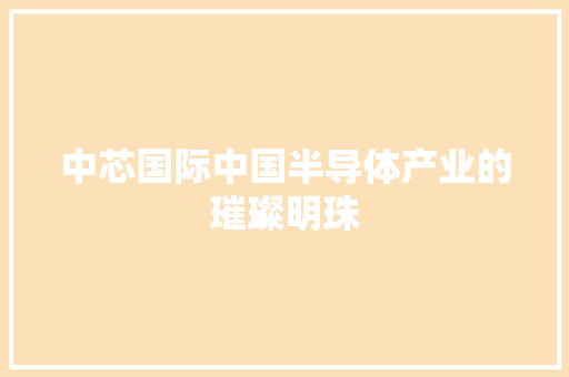 中芯国际中国半导体产业的璀璨明珠