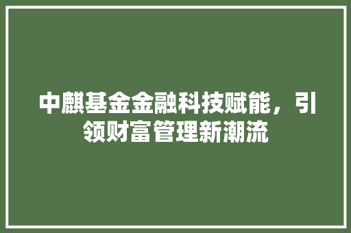 中麒基金金融科技赋能，引领财富管理新潮流