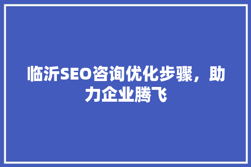 临沂SEO咨询优化步骤，助力企业腾飞