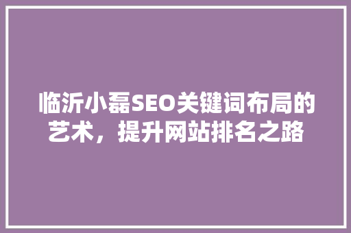 临沂小磊SEO关键词布局的艺术，提升网站排名之路