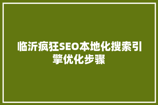 临沂疯狂SEO本地化搜索引擎优化步骤