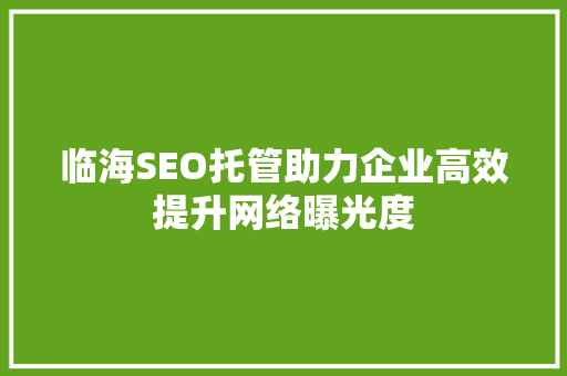 临海SEO托管助力企业高效提升网络曝光度