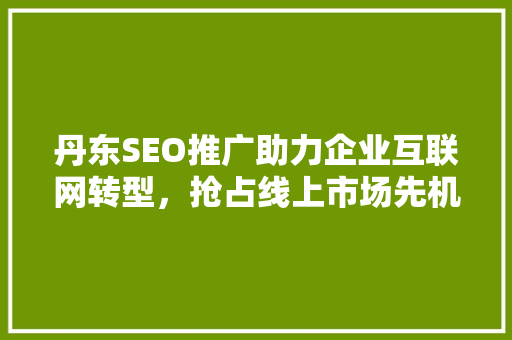 丹东SEO推广助力企业互联网转型，抢占线上市场先机