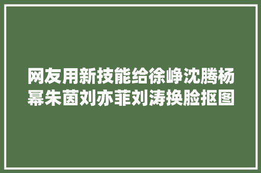 网友用新技能给徐峥沈腾杨幂朱茵刘亦菲刘涛换脸抠图过时了