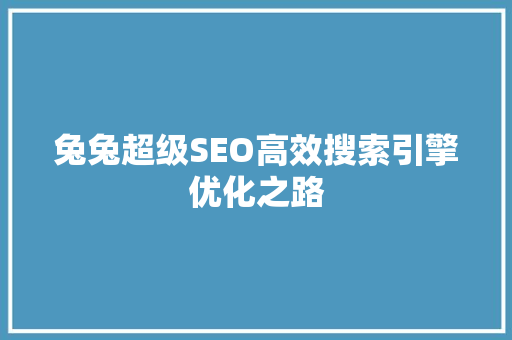 兔兔超级SEO高效搜索引擎优化之路