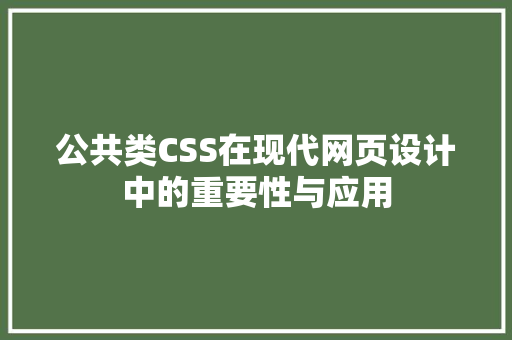 公共类CSS在现代网页设计中的重要性与应用