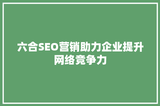 六合SEO营销助力企业提升网络竞争力