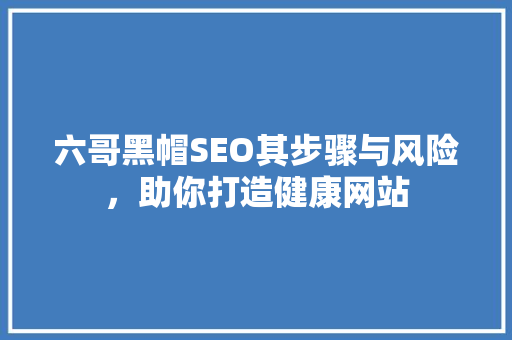 六哥黑帽SEO其步骤与风险，助你打造健康网站