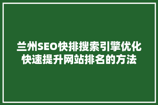 兰州SEO快排搜索引擎优化快速提升网站排名的方法