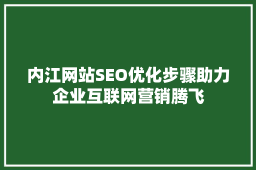 内江网站SEO优化步骤助力企业互联网营销腾飞