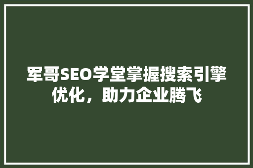 军哥SEO学堂掌握搜索引擎优化，助力企业腾飞