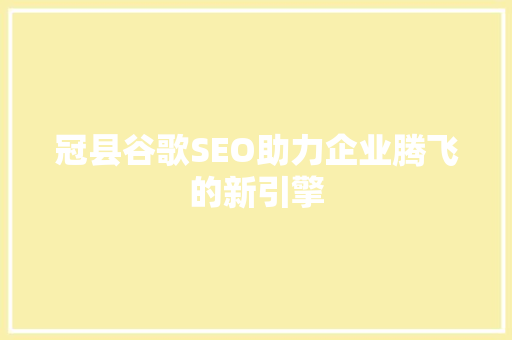 冠县谷歌SEO助力企业腾飞的新引擎