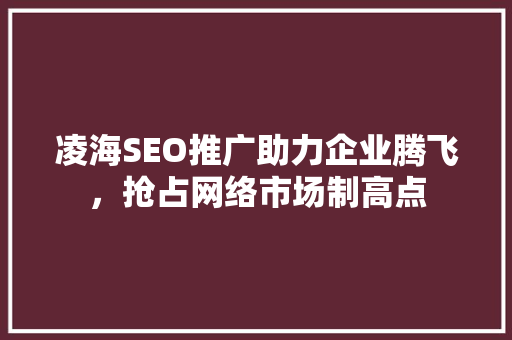 凌海SEO推广助力企业腾飞，抢占网络市场制高点