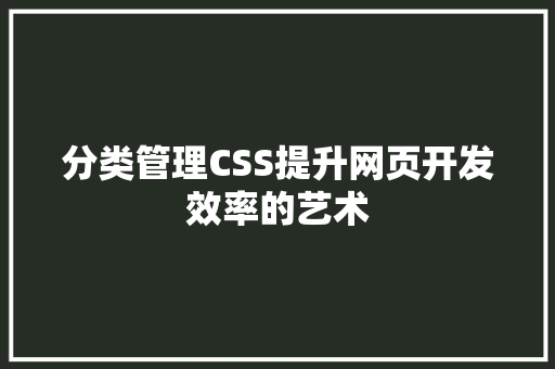 分类管理CSS提升网页开发效率的艺术