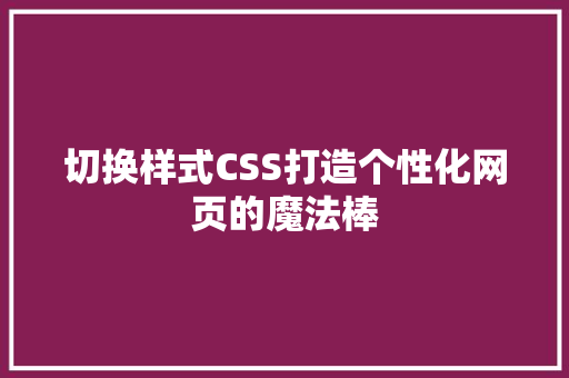 切换样式CSS打造个性化网页的魔法棒