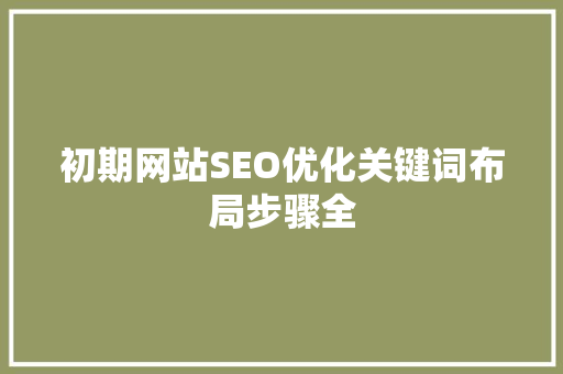 初期网站SEO优化关键词布局步骤全