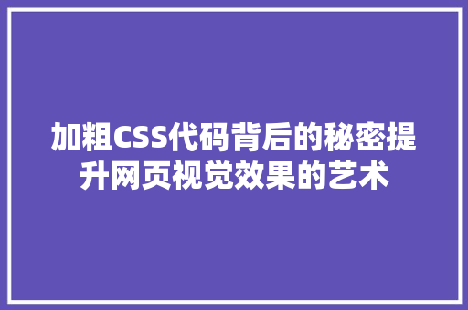 加粗CSS代码背后的秘密提升网页视觉效果的艺术