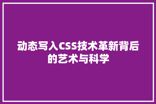 动态写入CSS技术革新背后的艺术与科学