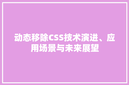 动态移除CSS技术演进、应用场景与未来展望